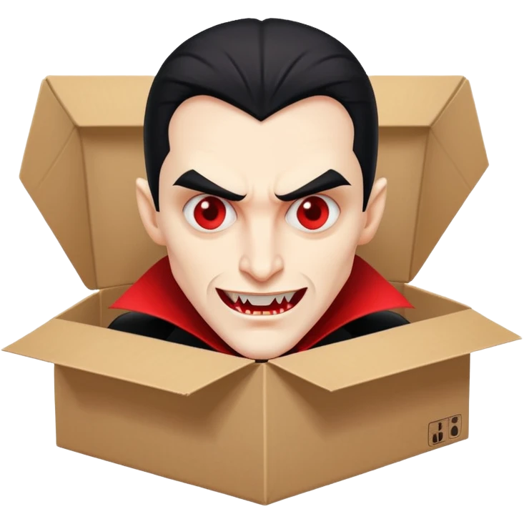 dracula, fang, with carton box emoji