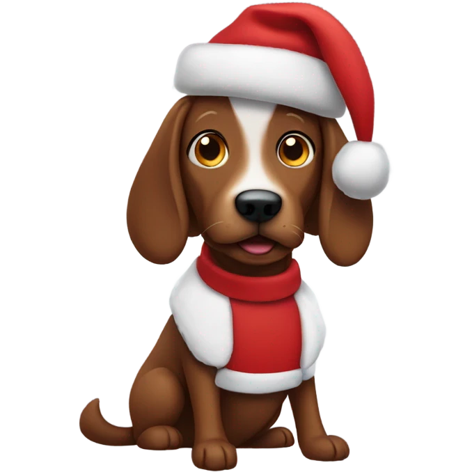 Brown dog in Santa suit emoji