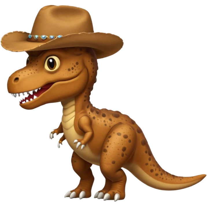 T Rex with a brown cowboy hat from the side emoji