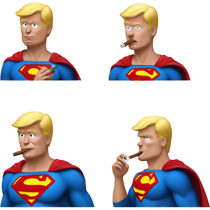 donald trump smoking a cigar dressed like superman emoji