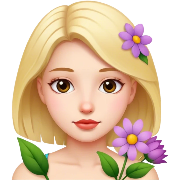 Girl with flowers  emoji