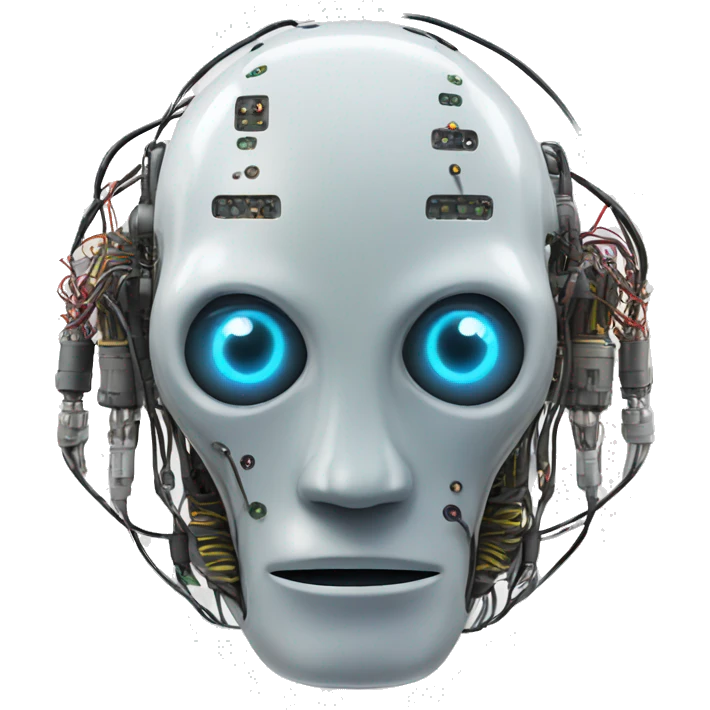 Alien robot head with wires and circuits emoji