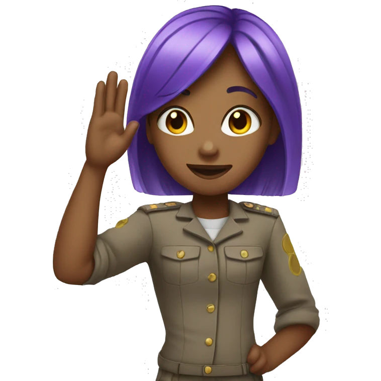 girl saluting with purple hair emoji