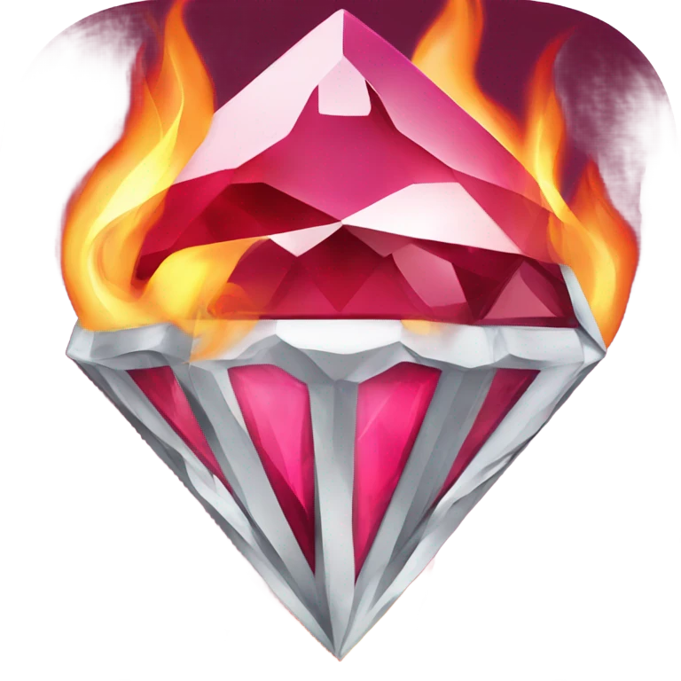 Ruby language diamond logo broken on fire emoji