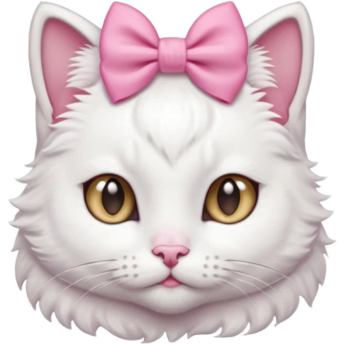 White kitty with a one pink bow on the side of her ear emoji