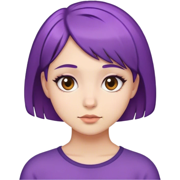 girl with short purple hair brown eyes  emoji
