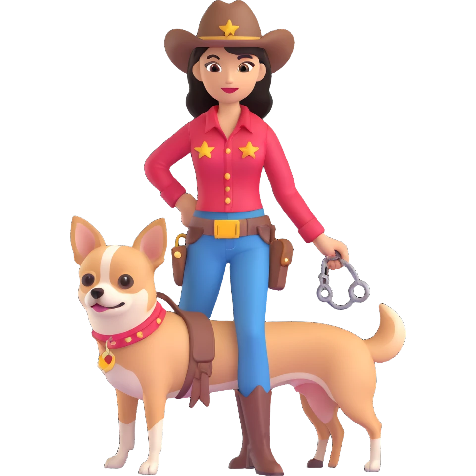 femme cowboy avec son chihuahua emoji