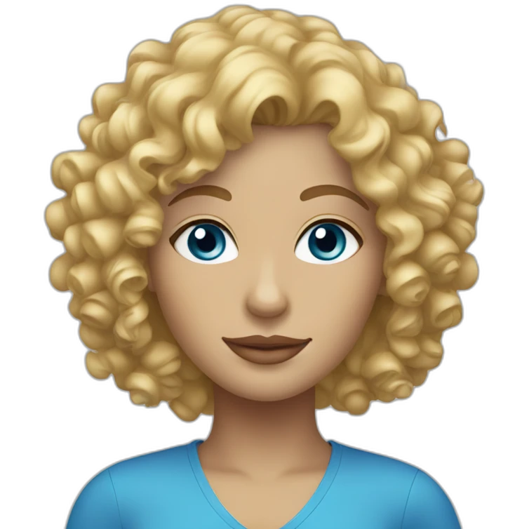 curly blonde woman with blue eyes emoji