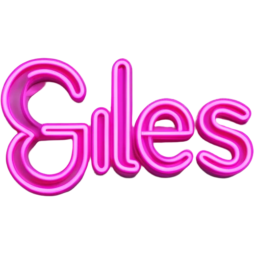 Pink neon sign with the word Giles emoji