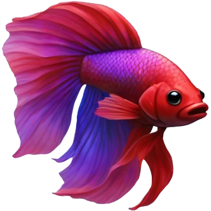mostly red betta fish, with hints of blue and purple  emoji