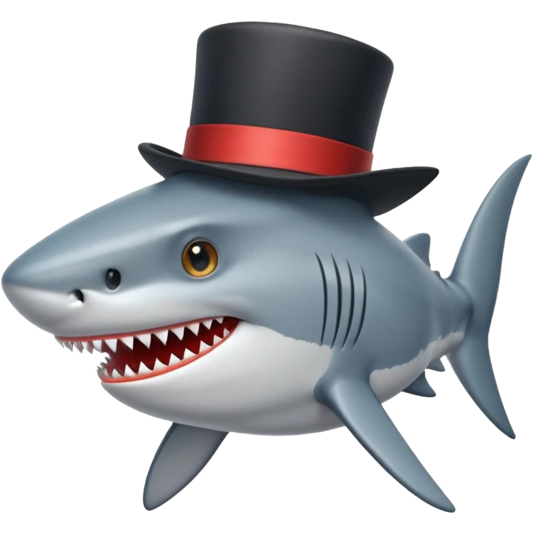 Shark with a top hat emoji