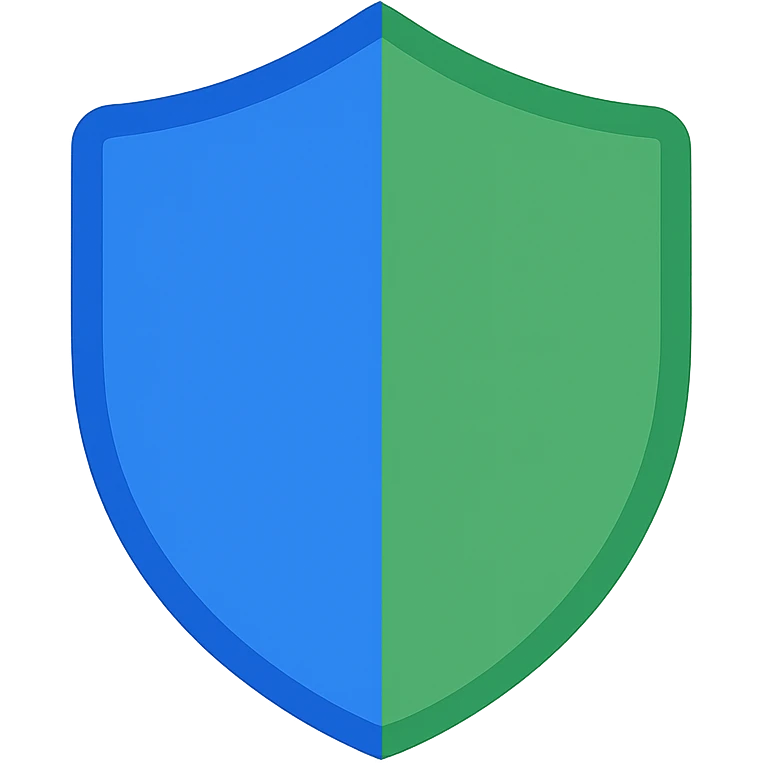 blue and green shield icon, modern and simple emoji