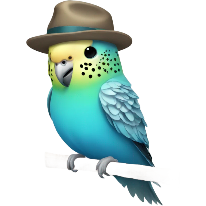 Budgie with a hat emoji