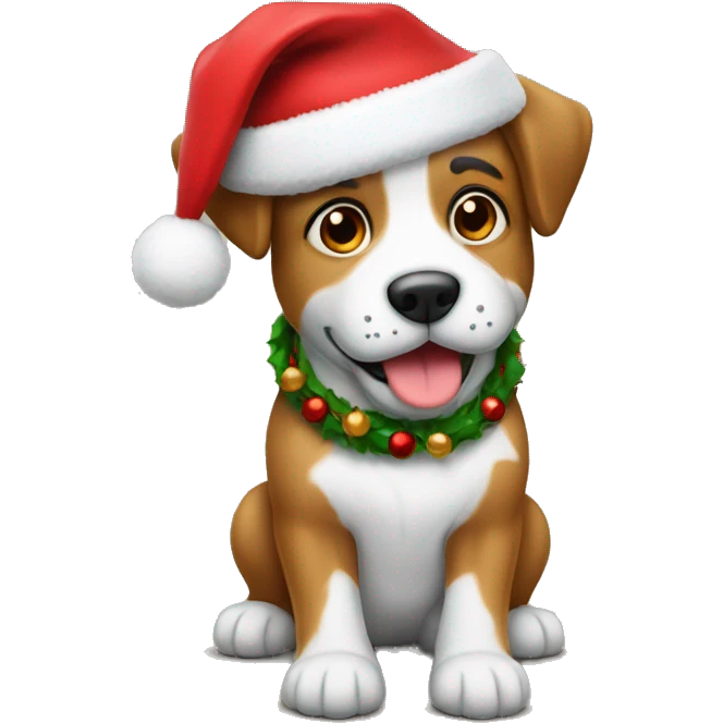 Perro con un gorro de navidad emoji