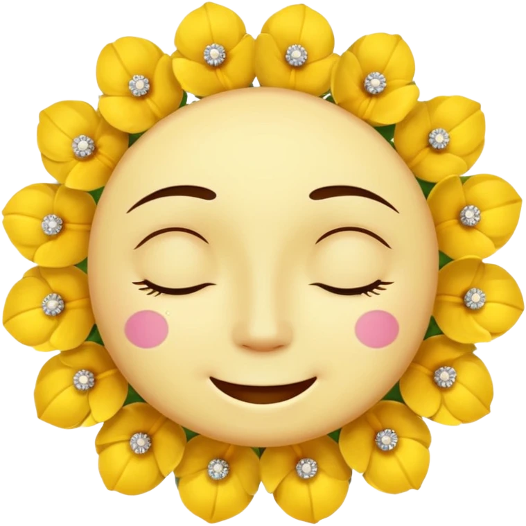 🥺🌸🥰😲✨ The face is a round yellow face, combined with other expressions and symbols. emoji