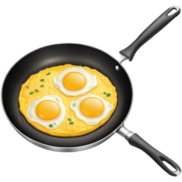 frying pan cooking an omelet with eggs emoji