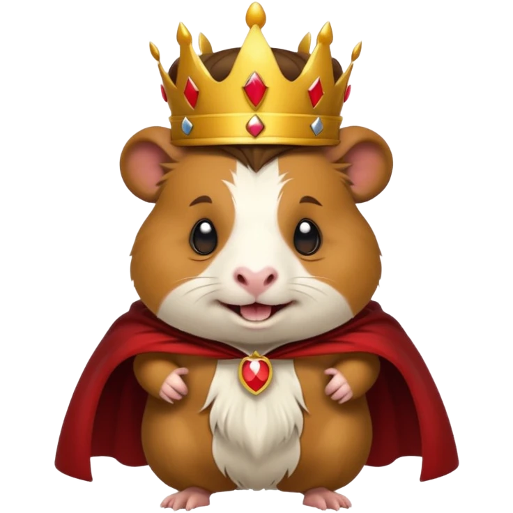 guinea pig demon king, wearing a royal cape and fangs, emoji style emoji