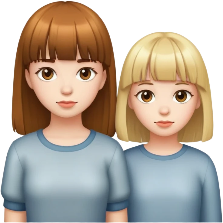 Two girls with bangs standing side by side emoji