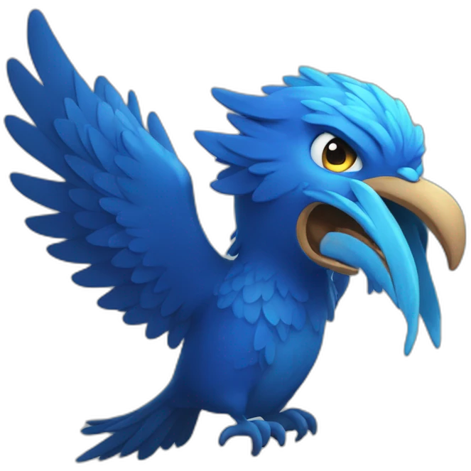 Blue phoenix with mouth open emoji