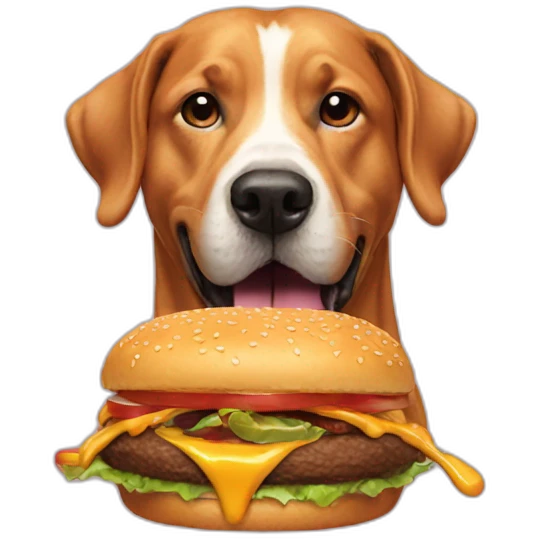 Dog eating burger emoji
