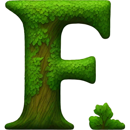 F letter with tree texture emoji