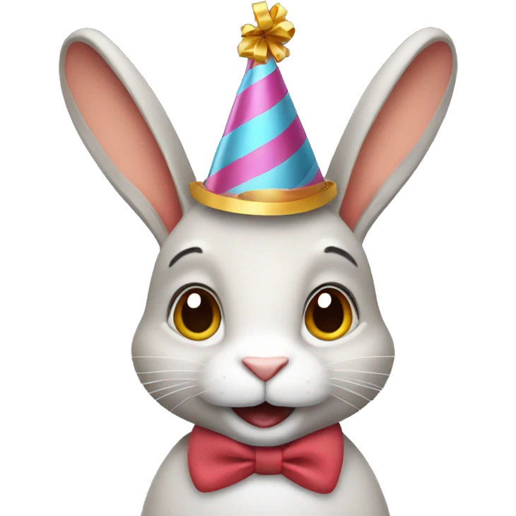 Rabbit wearing birthday hat emoji