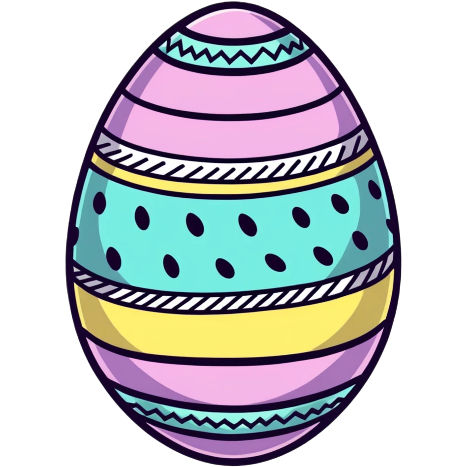 A festive Easter egg with decorative patterns and pastel colors emoji