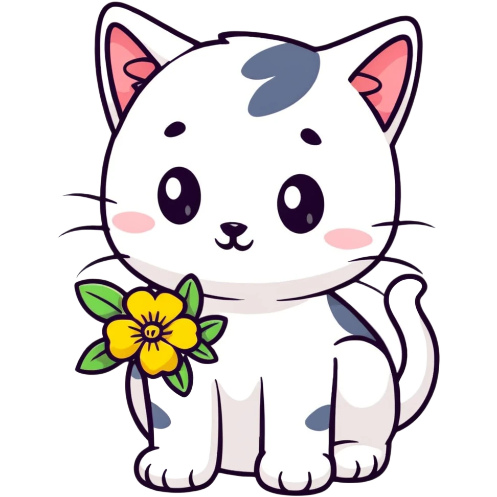 Kitten smells flowers emoji