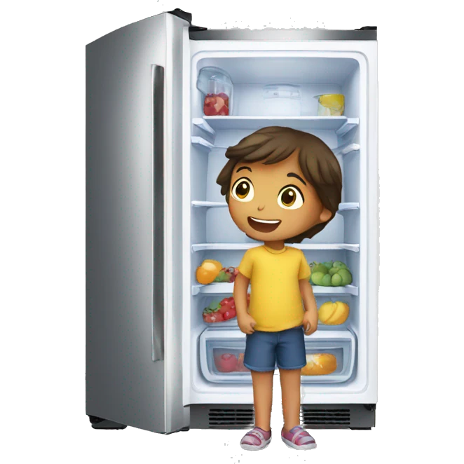 Children open a fridge  emoji