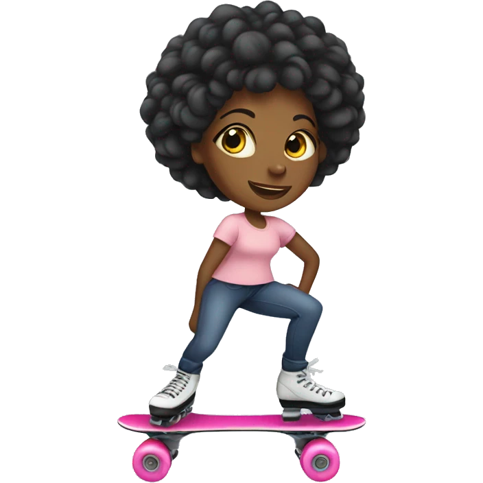 Black Woman rollerskating  emoji