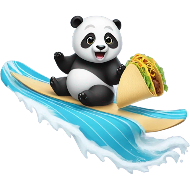 Surfing panda eating a toco emoji