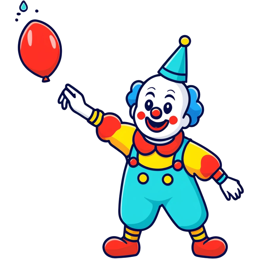 A clown throwing a water ballon emoji