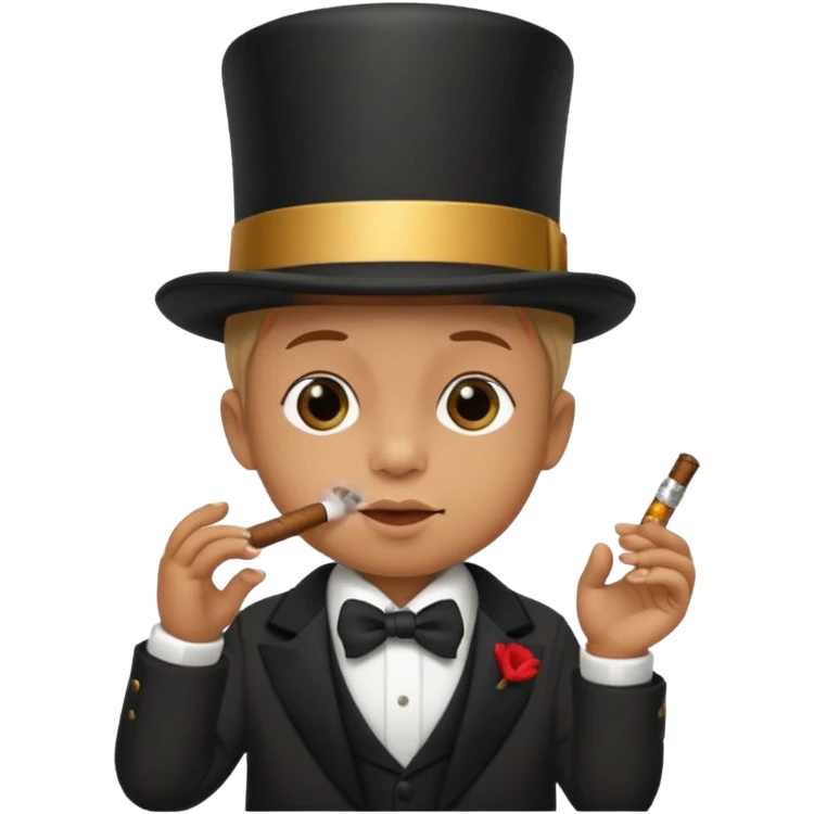 A baby smoking a cigar while wearing a top hat emoji