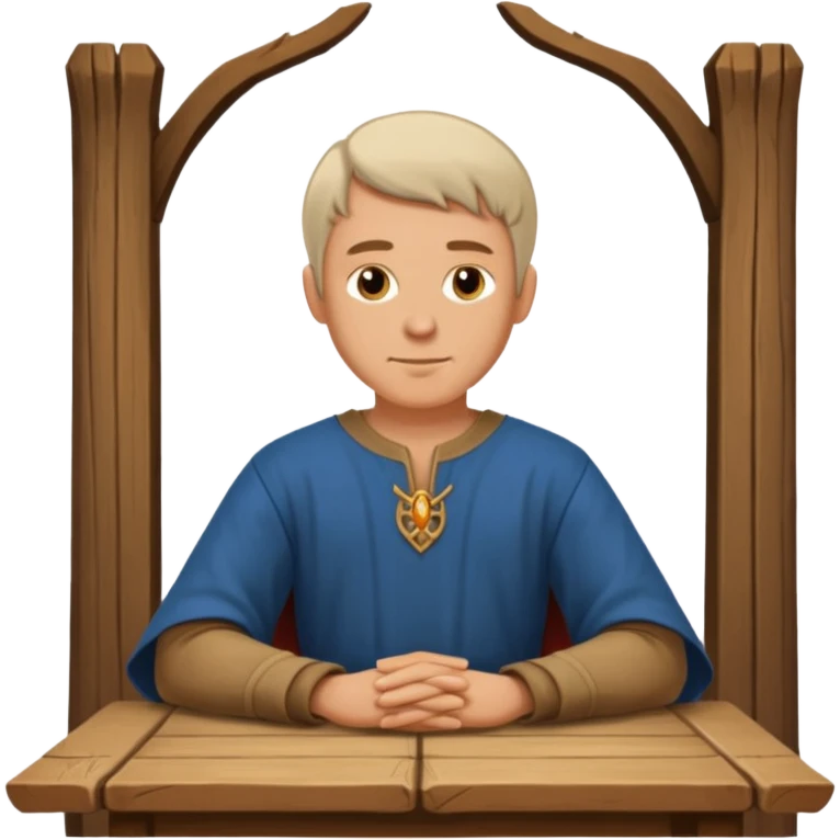 medieval white man seated by a table emoji