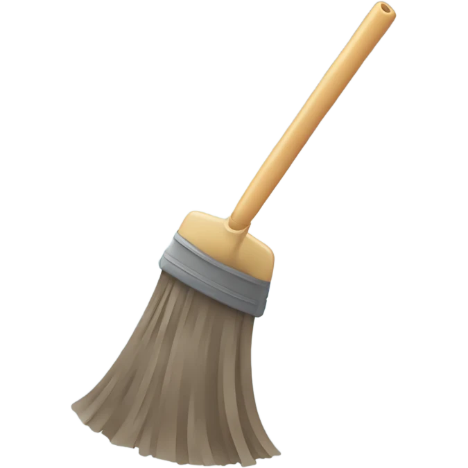 Dusty smartphone being swept clean with a broom emoji