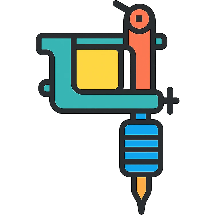 tattoo machine, clean vector icon, minimal color, modern style emoji