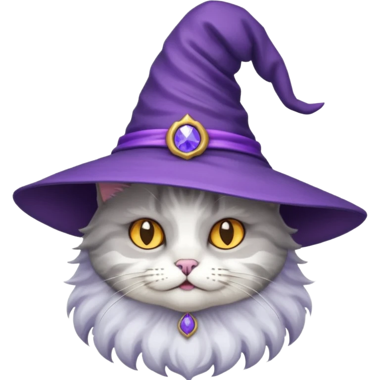 cat wear purple wicth hat emoji