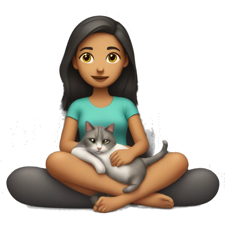 Girl laying with cat on lap  emoji