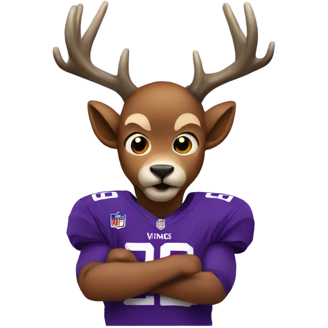 Scared deer wearing Vikings jersey  emoji