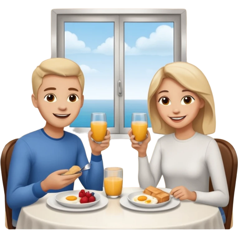 pon una pareja desayunando sedayuno de hotel emoji