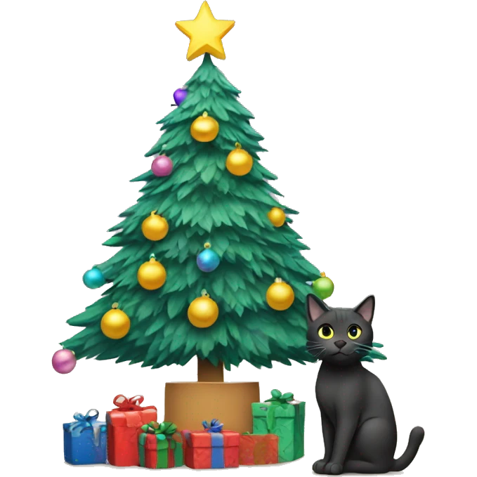Cat decorating Christmas tree  emoji