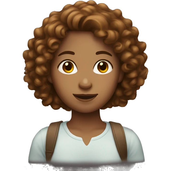 Girl with brown semi-curly hair emoji