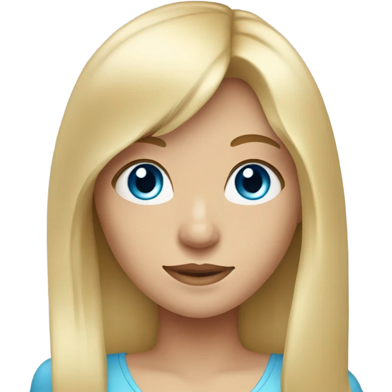 blonde girl with long hair and bangs with blue eyes  emoji