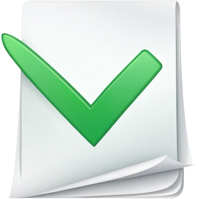 checkmark on completed document, job finished emoji