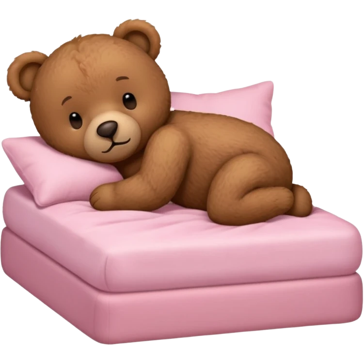 Brown Teddy bear sleeping in light pink bed emoji