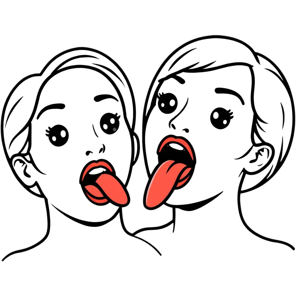 woman with two heads sticking out their tongues emoji