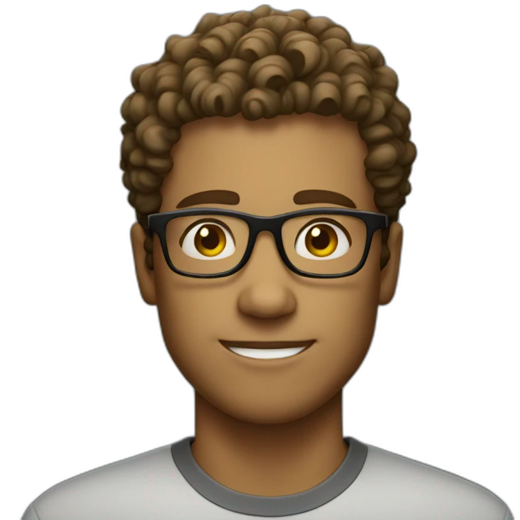 curly short haired man wearing square glasses emoji