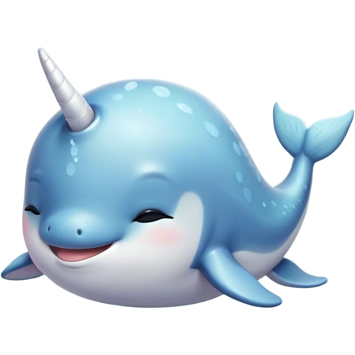 Meme-Worthy cute Sleeping Narwhal Portrait Emoji, Head resting peacefully with a contented smile, showcasing a luxuriously smooth form with a gentle tusk accent, eyes closed in a serene slumber, Simplified yet hilariously adorable features, highly detailed, glowing with a soft, drowsy glow, high shine, relaxed and utterly lovable, stylized with an air of playful laziness, bright and heartwarming, soft glowing outline, capturing the essence of a comically sleepy sea unicorn that feels destined to become the next viral sensation of adorable rest! emoji