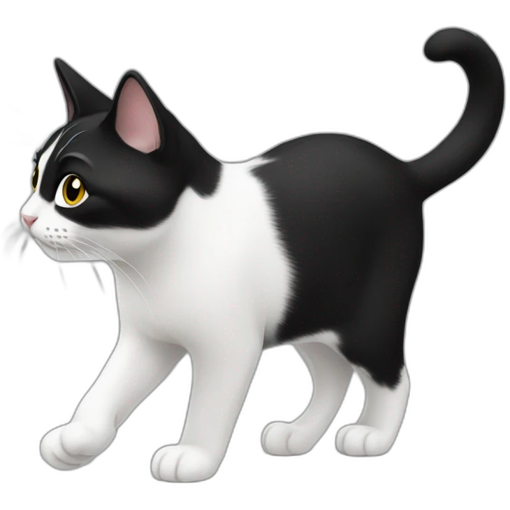 black and white cat walking profile  emoji