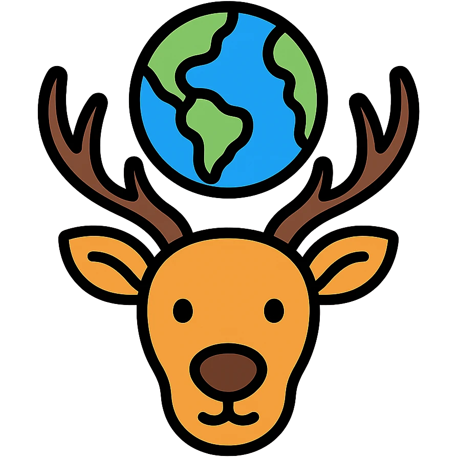 A deer holding the Earth on its antlers emoji